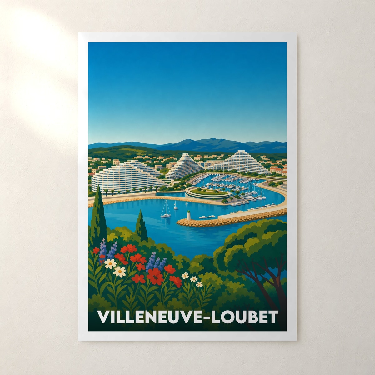 Affiche Villeneuve-Loubet – sans cadre, accrochée au mur