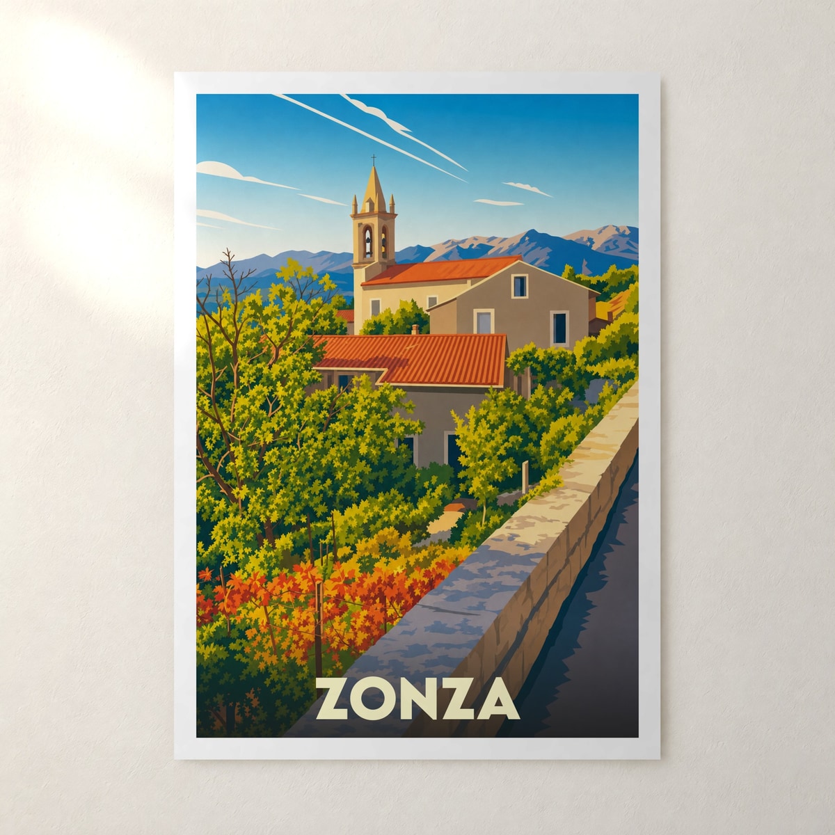Affiche Zonza – sans cadre, accrochée au mur