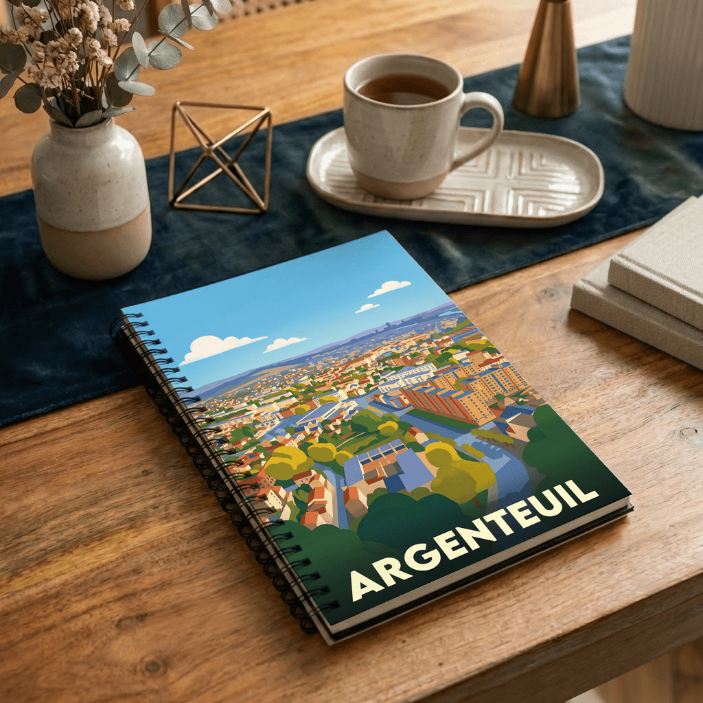 Carnet souvenir de la ville d'Argenteuil avec une illustration stylisée.