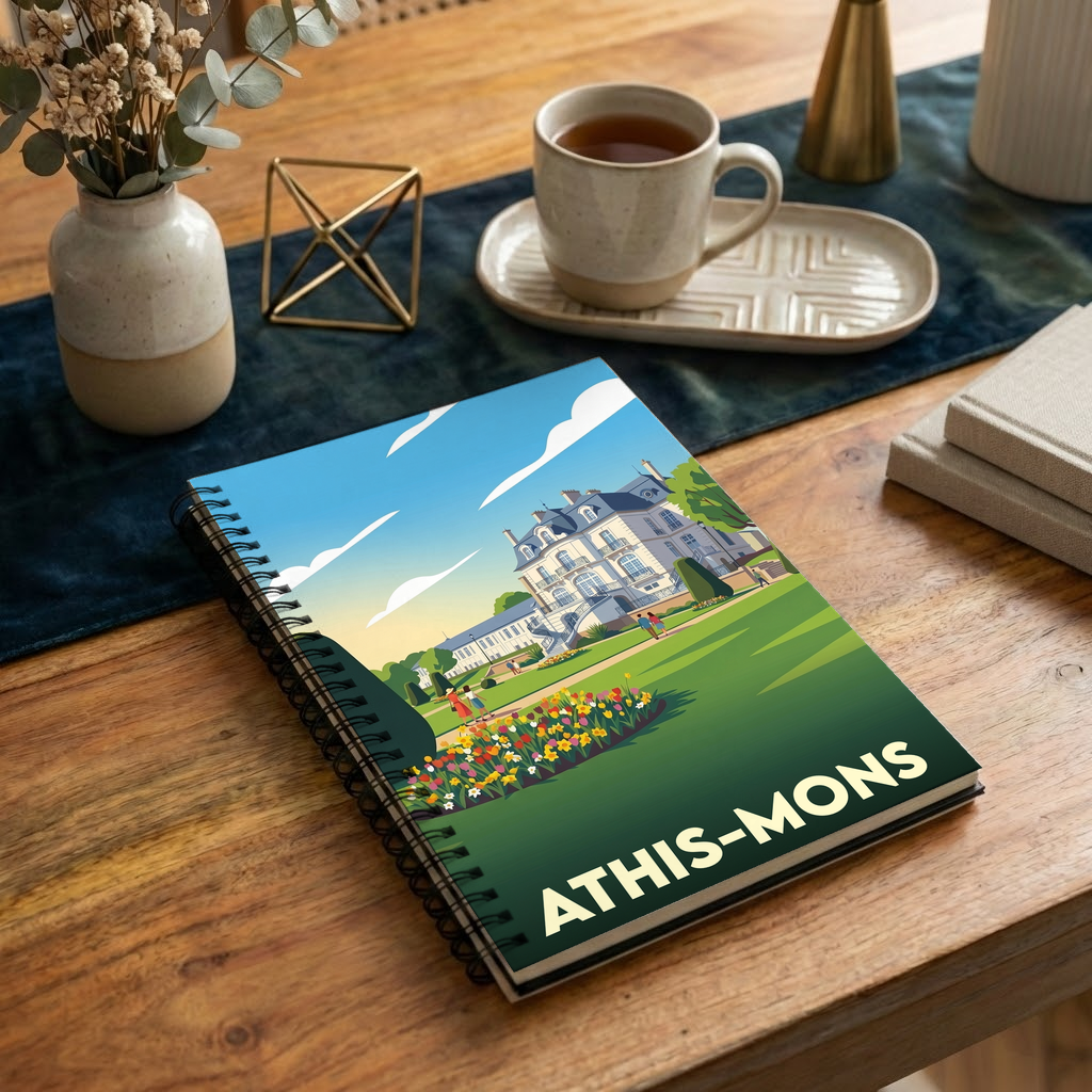 Carnet souvenir de la ville d'Athis-Mons avec une illustration stylisée.