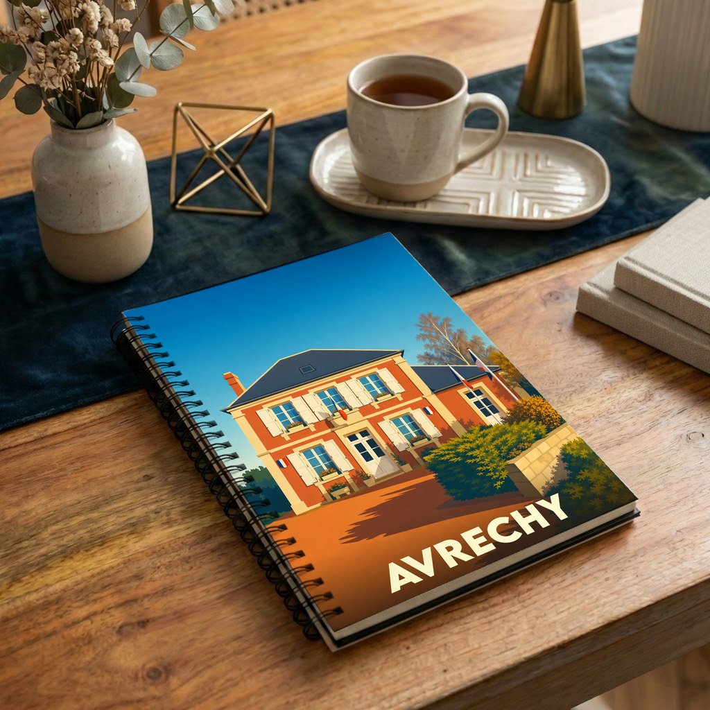 Carnet souvenir de la ville de Avrechy avec une illustration stylisée.