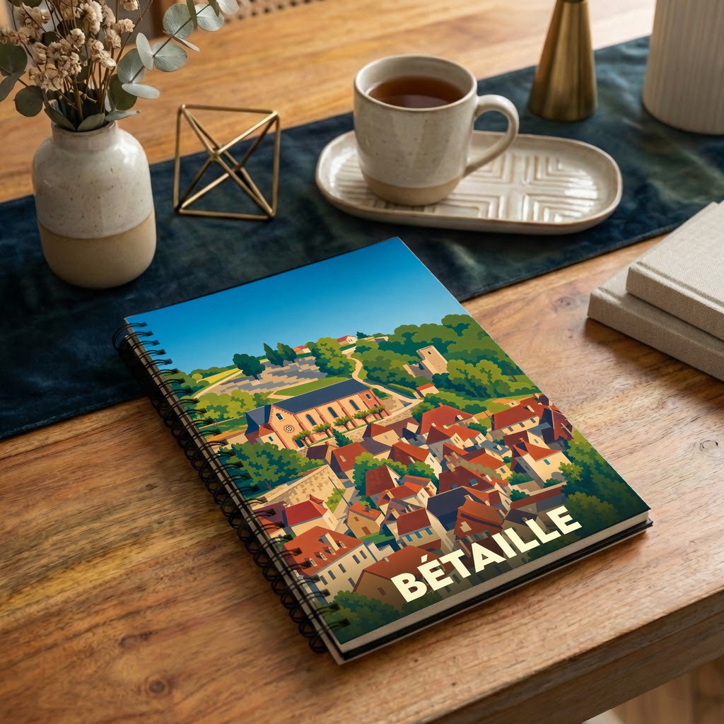 Carnet souvenir de la ville de Bétaille avec une illustration stylisée.