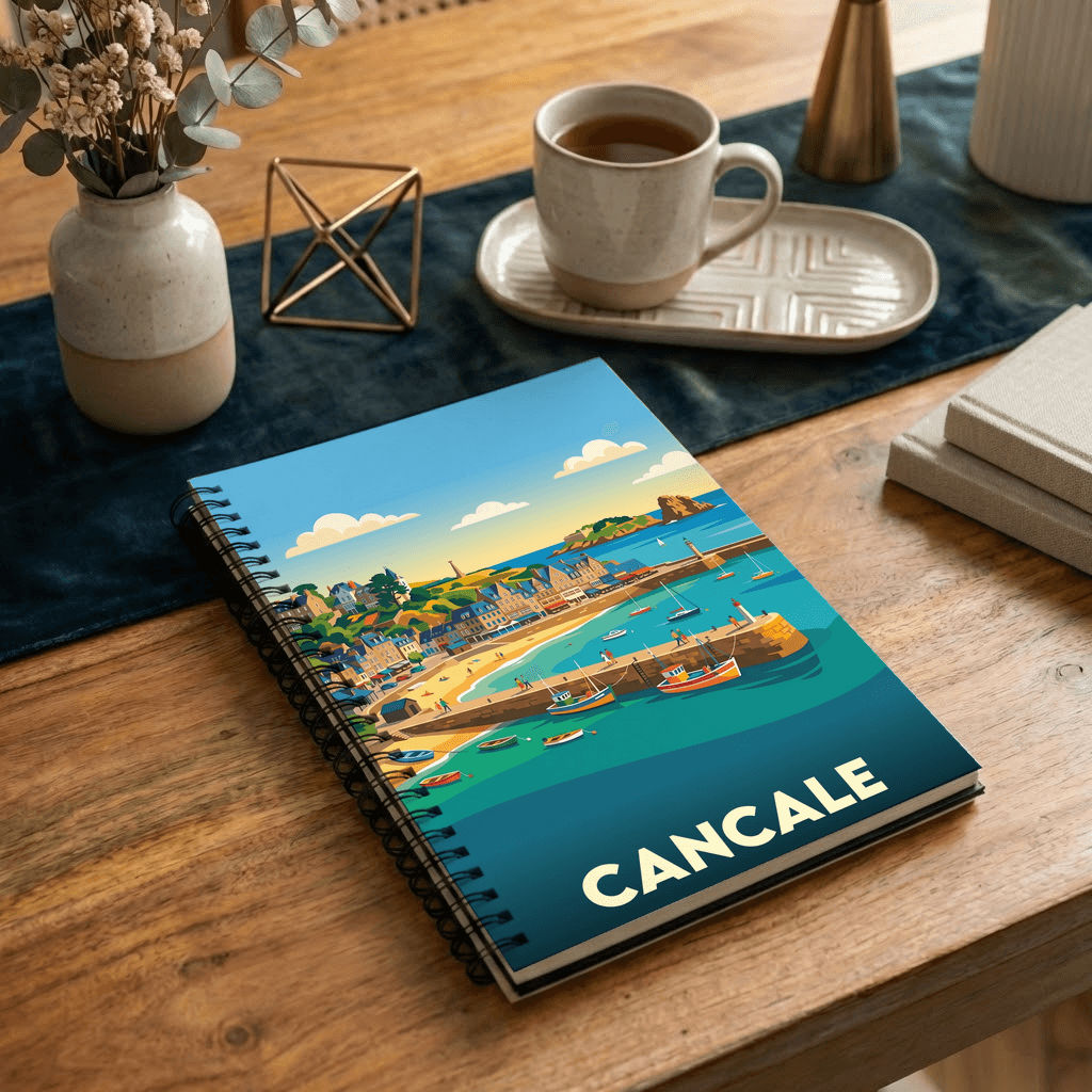 Carnet souvenir de la ville de Cancale avec une illustration stylisée.