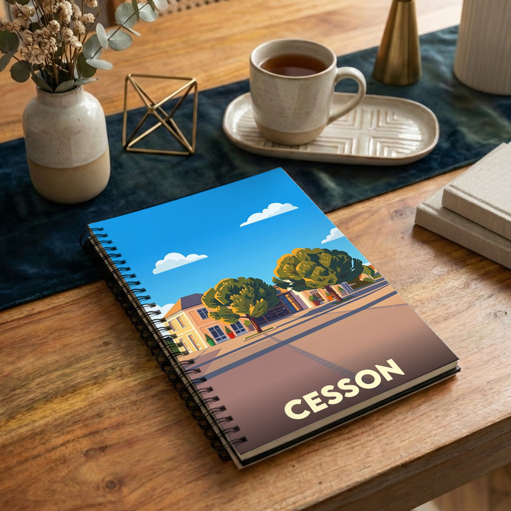 Carnet souvenir de la ville de Cesson avec une illustration stylisée.