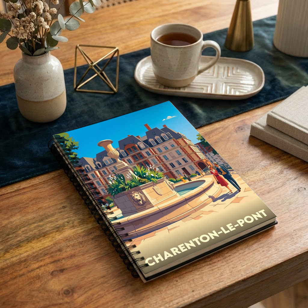 Carnet souvenir de la ville de Charenton-le-Pont avec une illustration stylisée.