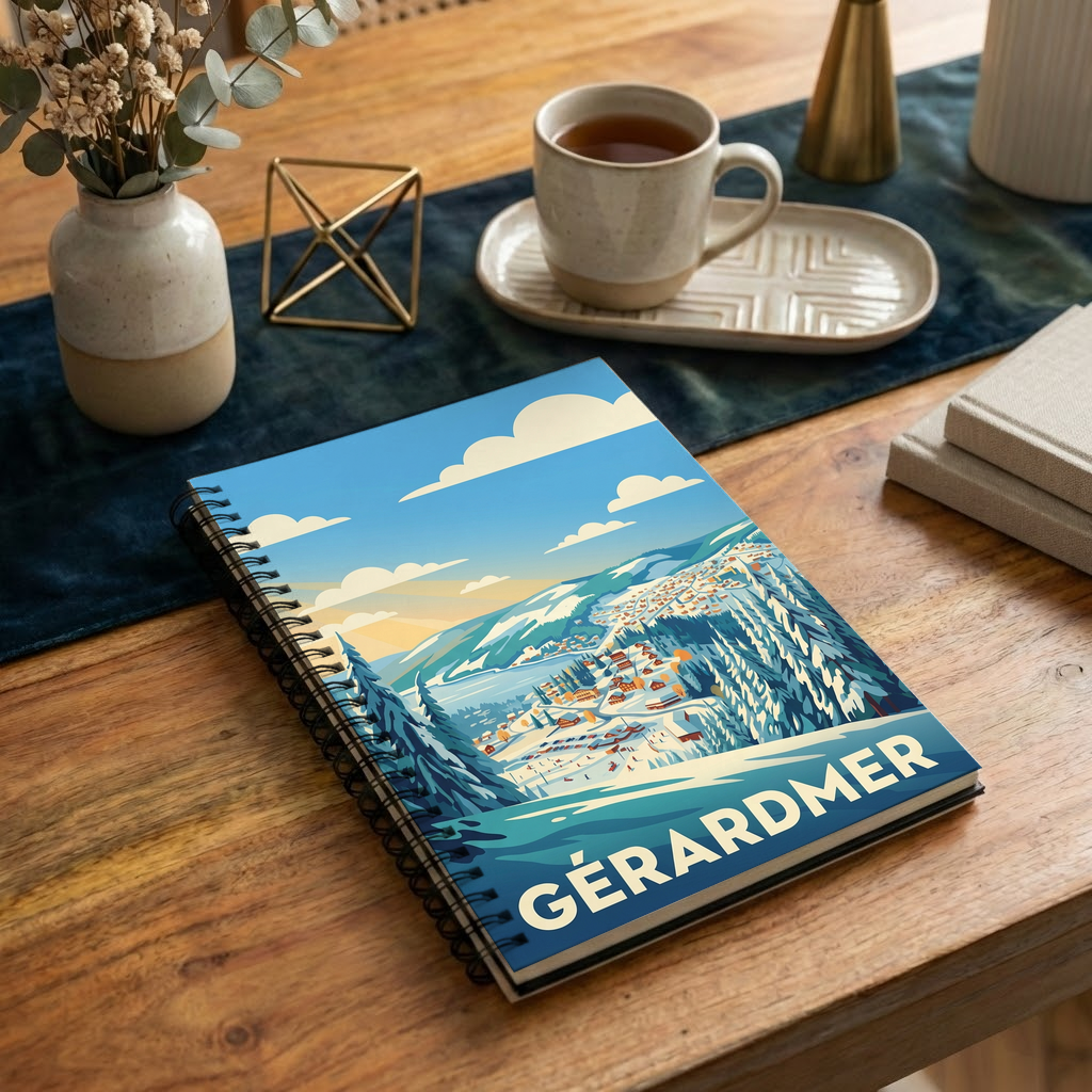 Carnet souvenir de la ville de Gérardmer avec une illustration stylisée.