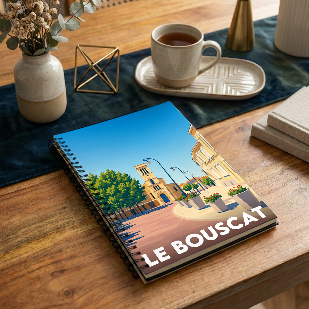 Carnet souvenir de la ville de Le Bouscat avec une illustration stylisée.