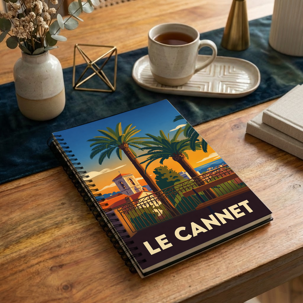Carnet souvenir de la ville de Le Cannet avec une illustration stylisée.