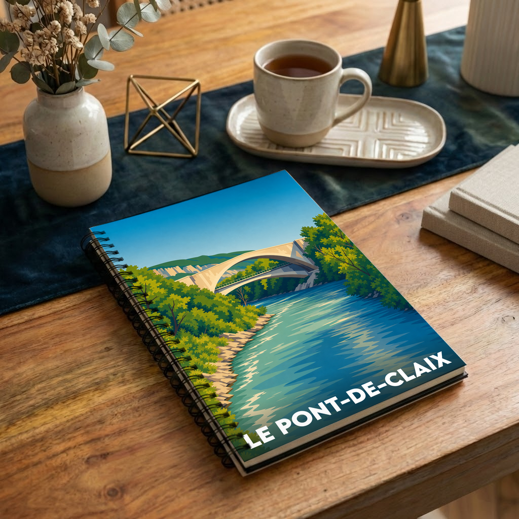Carnet souvenir de la ville de Le Pont-de-Claix avec une illustration stylisée.