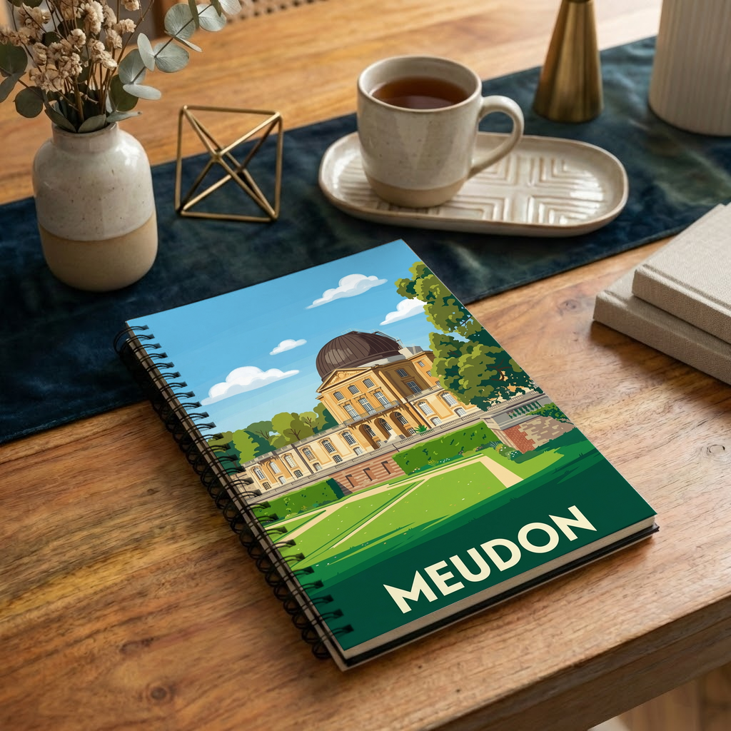 Carnet souvenir de la ville de Meudon avec une illustration stylisée.