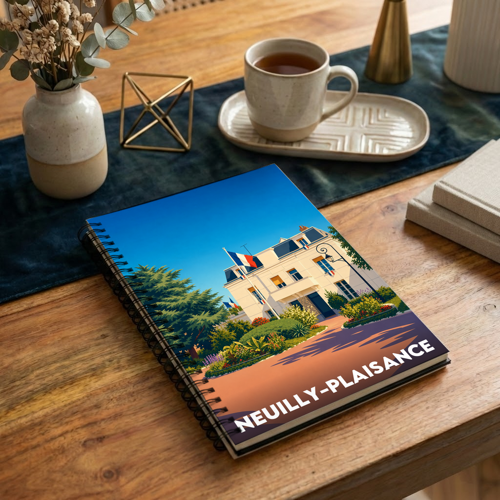 Carnet souvenir de la ville de Neuilly-Plaisance avec une illustration stylisée.
