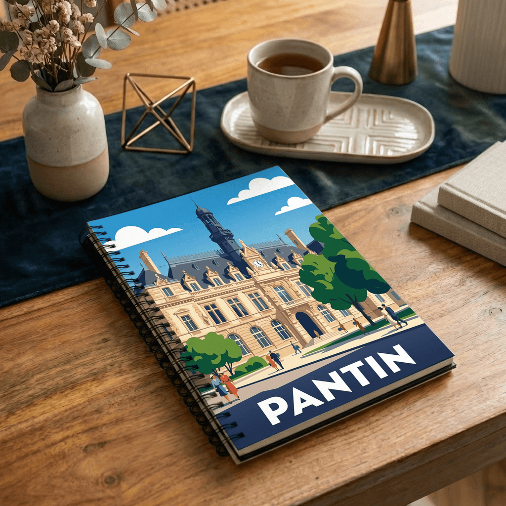 Carnet souvenir de la ville de Pantin avec une illustration stylisée.