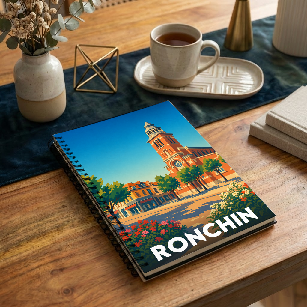 Carnet souvenir de la ville de Ronchin avec une illustration stylisée.