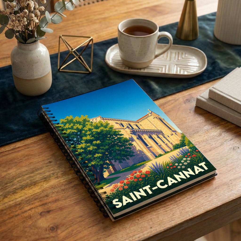 Carnet souvenir à spirale de la ville de Saint-Cannat avec une illustration stylisée.