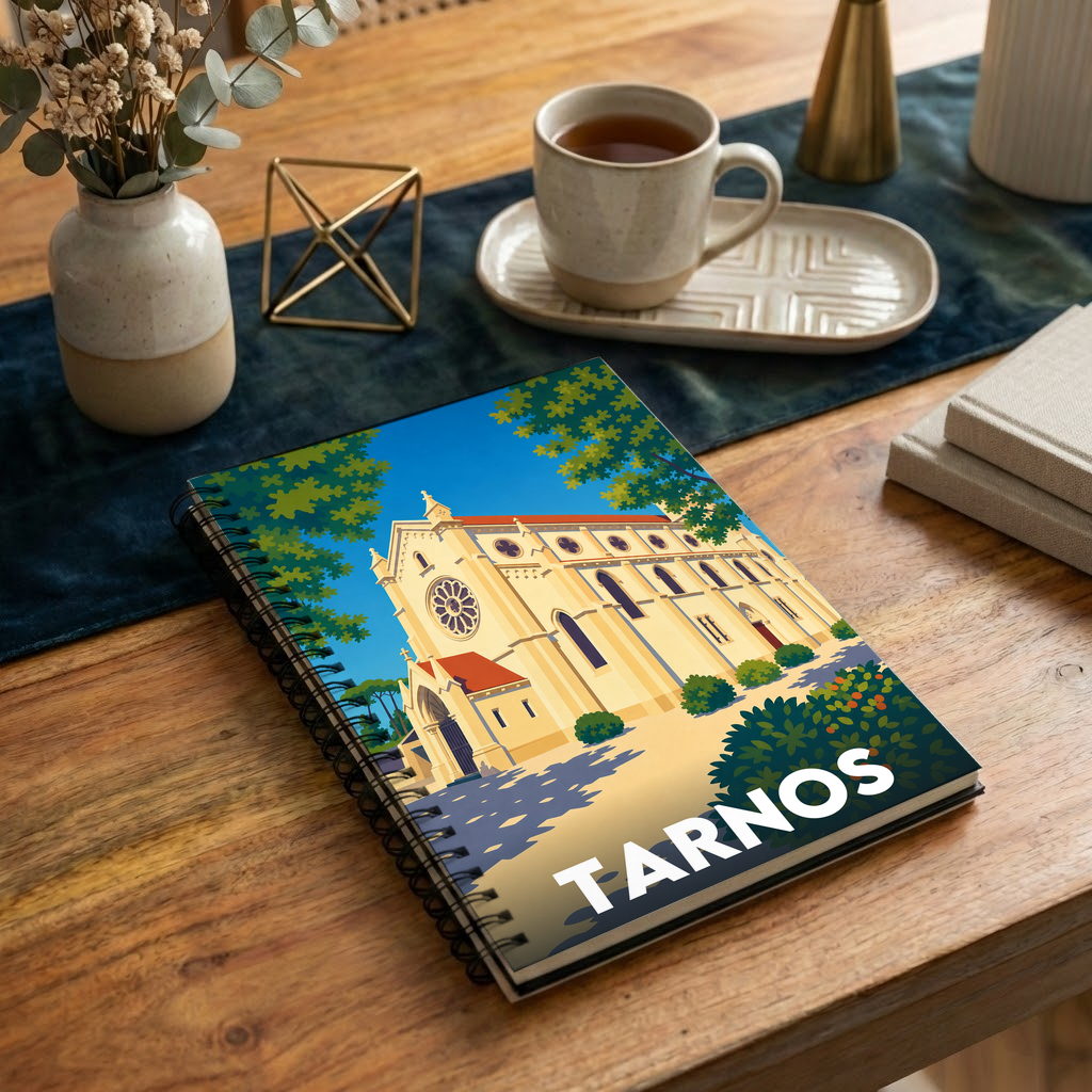 Carnet souvenir de la ville de Tarnos avec une illustration stylisée.
