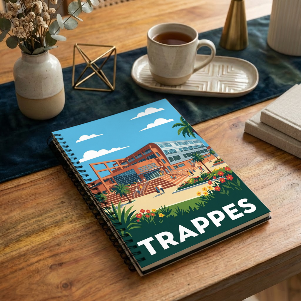 Carnet souvenir de la ville de Trappes avec une illustration stylisée.