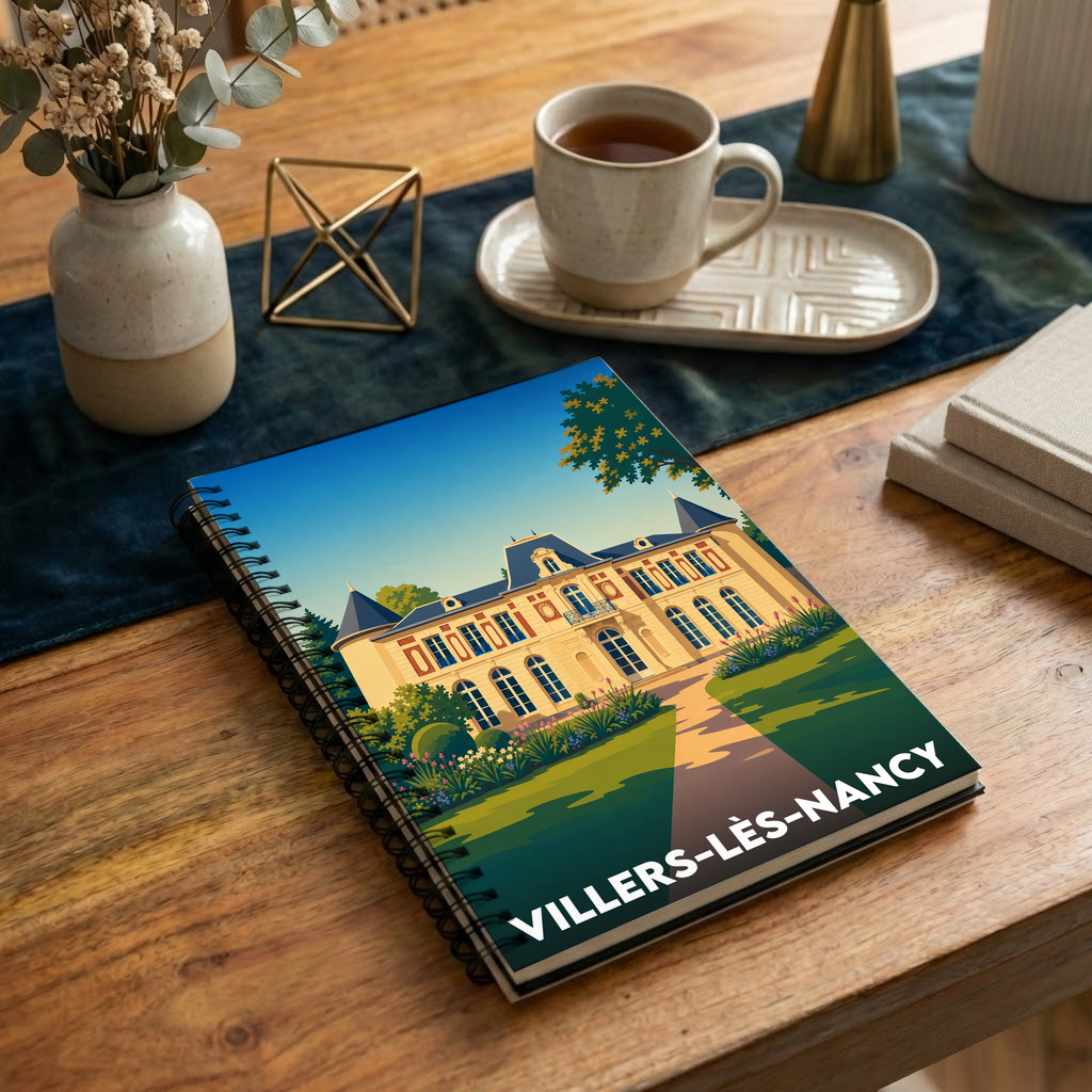 Carnet souvenir de la ville de Villers-lès-Nancy avec une illustration stylisée.