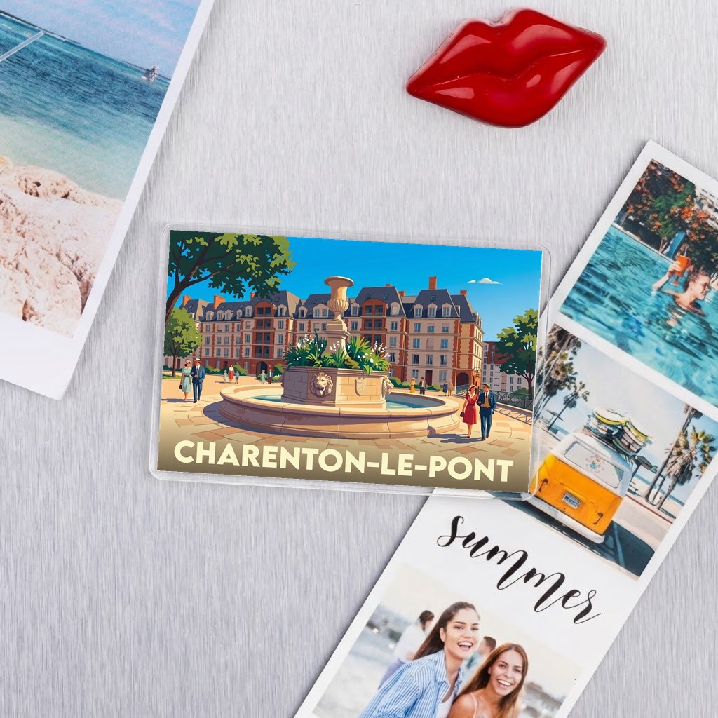 Magnet souvenir de la ville de Charenton-le-Pont avec une illustration stylisée.