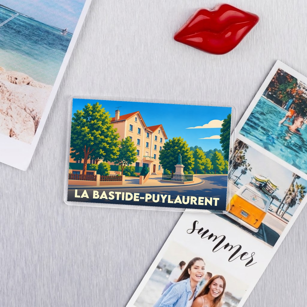 Magnat souvenir de la ville de La Bastide-Puylaurent avec une illustration stylisée.