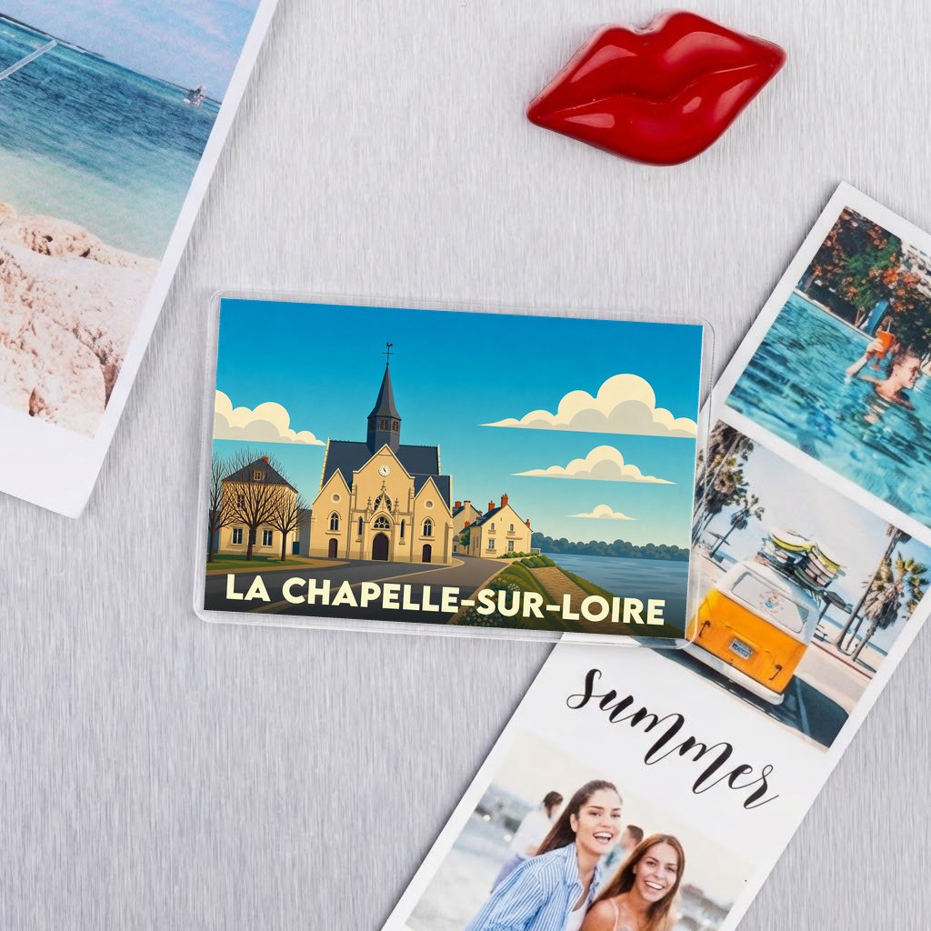 Magnet souvenir de la ville de La Chapelle-sur-Loire avec une illustration stylisée.