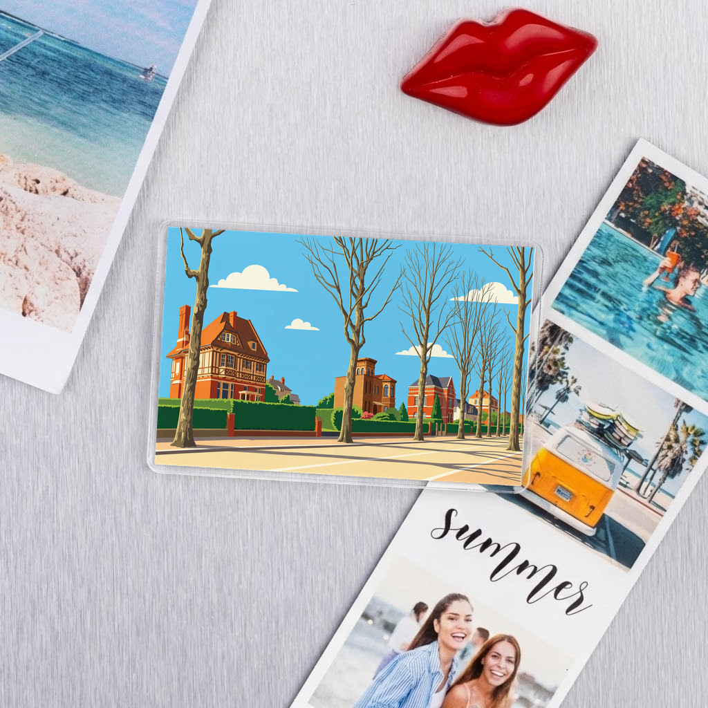 Magnet souvenir de la ville de Lambersart avec une illustration stylisée.