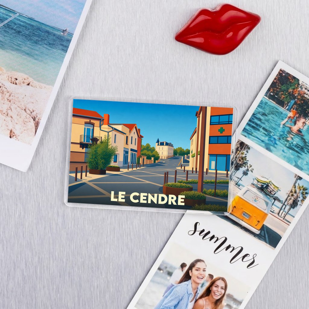Magnet souvenir de la ville de Le Cendre avec une illustration urbaine stylisée.