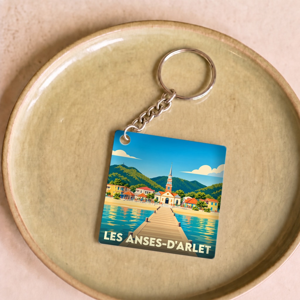 Porte-clés souvenir de la ville de Les Anses-d'Arlet avec une illustration stylisée.