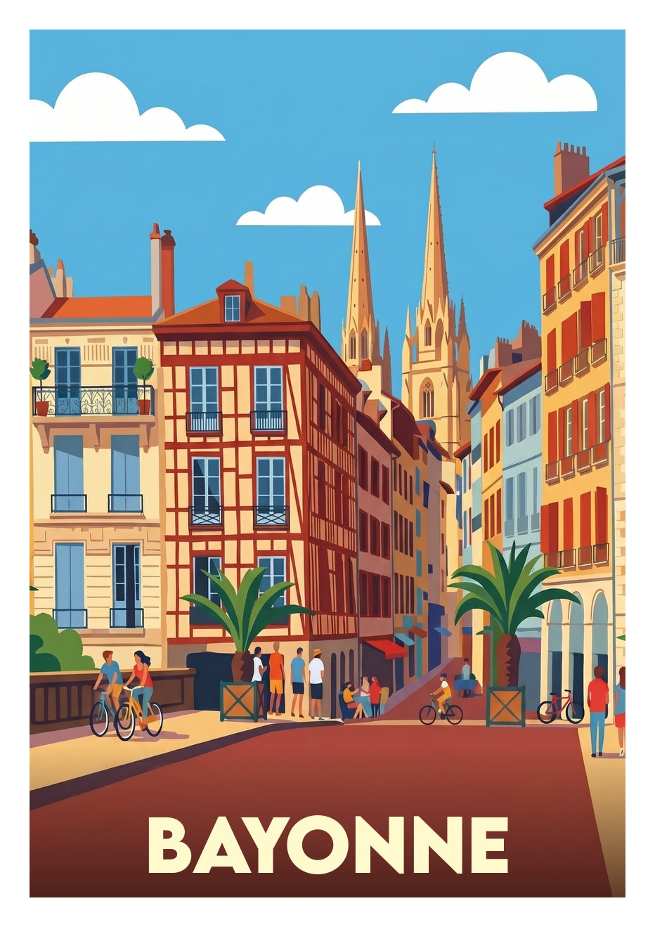 Poster souvenir de Bayonne – image brute sans cadre