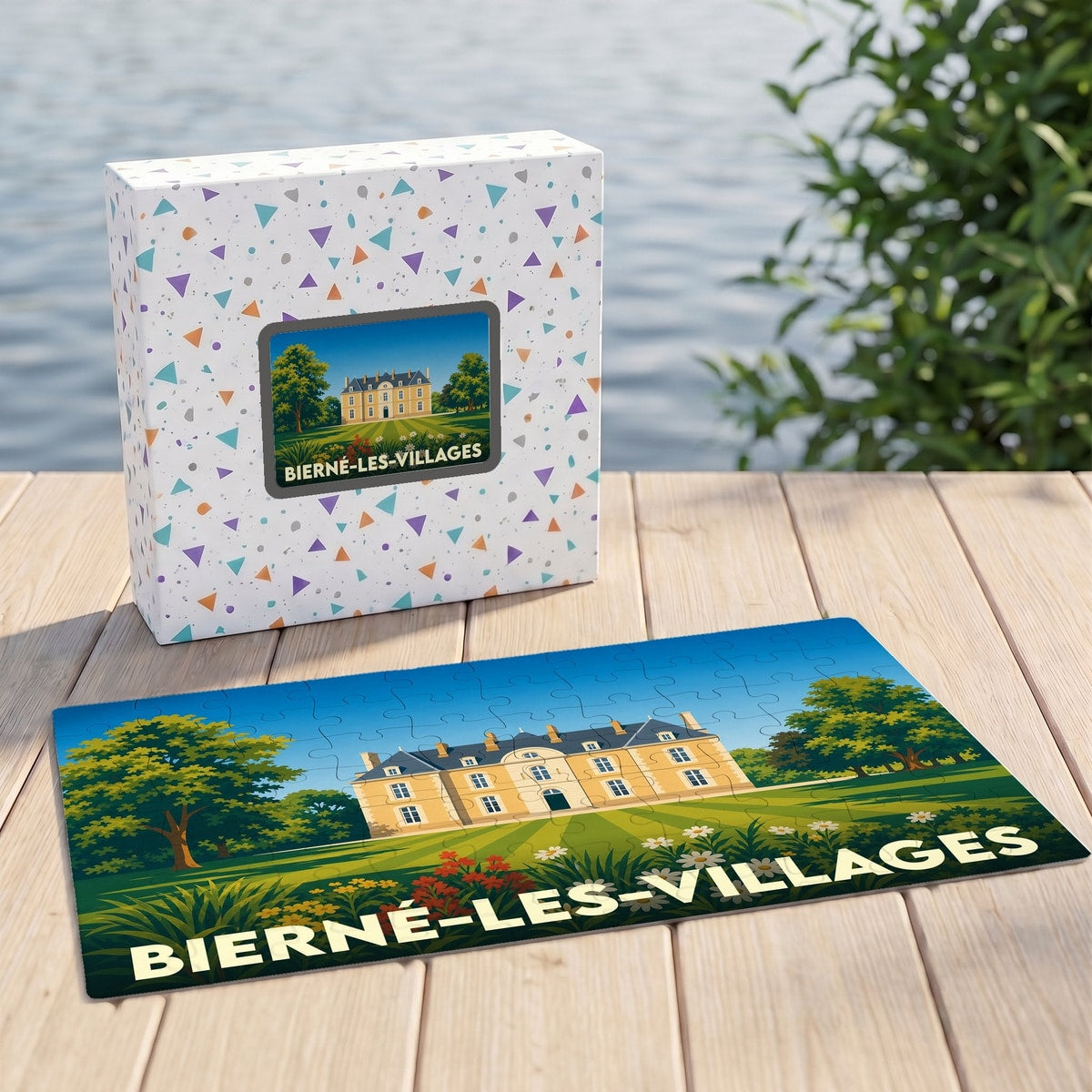 Puzzle souvenir de la commune de Bierné-les-Villages illustré par un château majestueux.