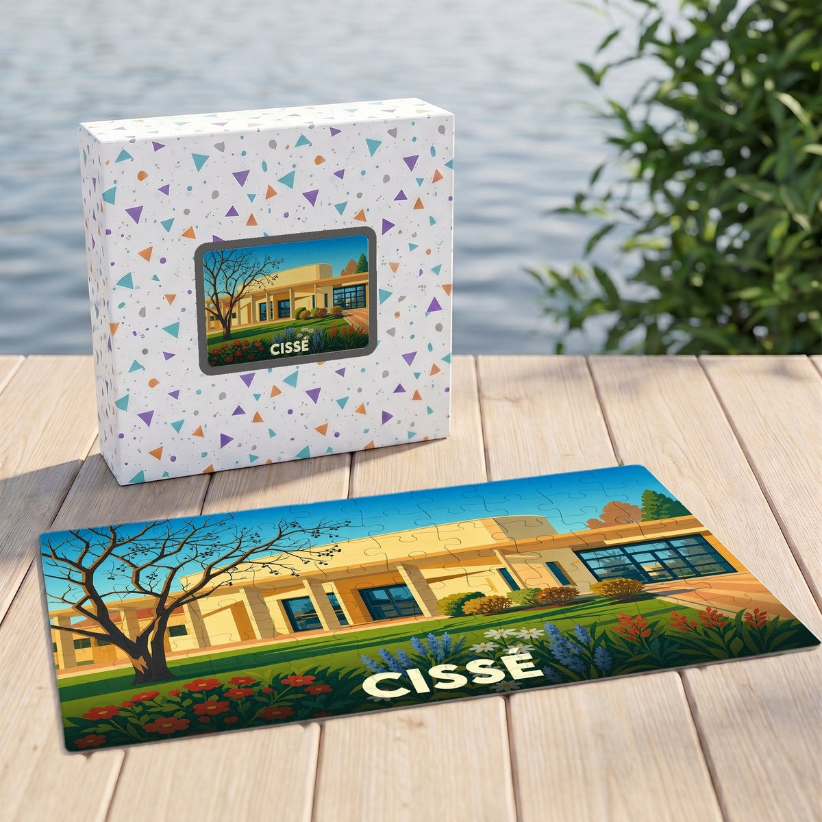 Puzzle souvenir de la ville de Cissé avec une illustration stylisée.