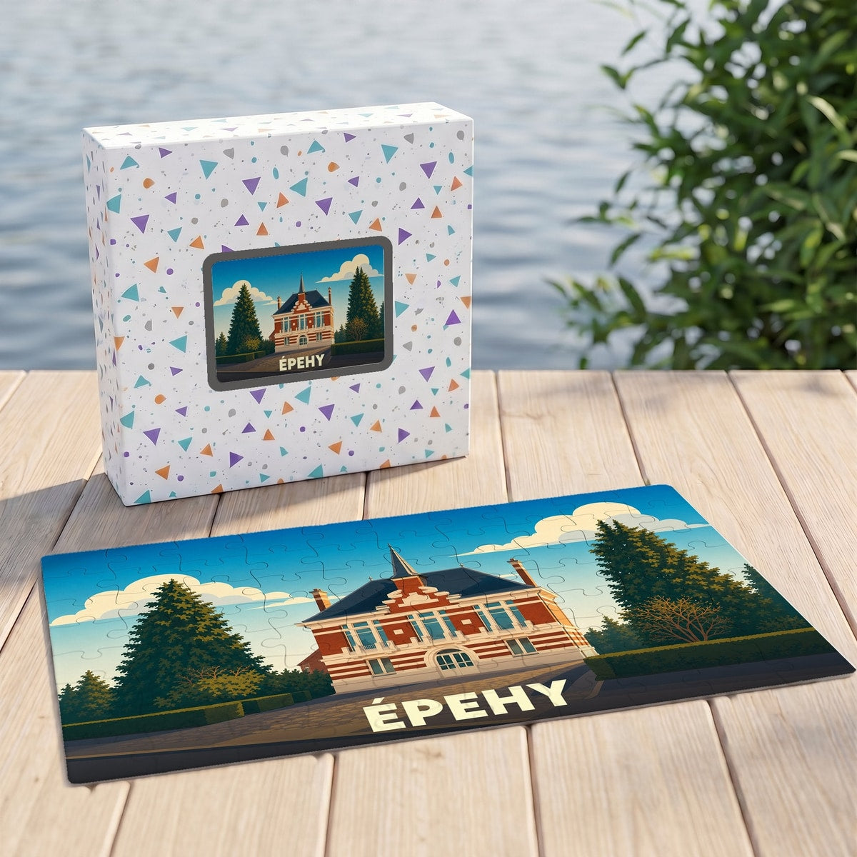 Puzzle souvenir de la ville de Épehy avec une illustration stylisée de sa mairie.