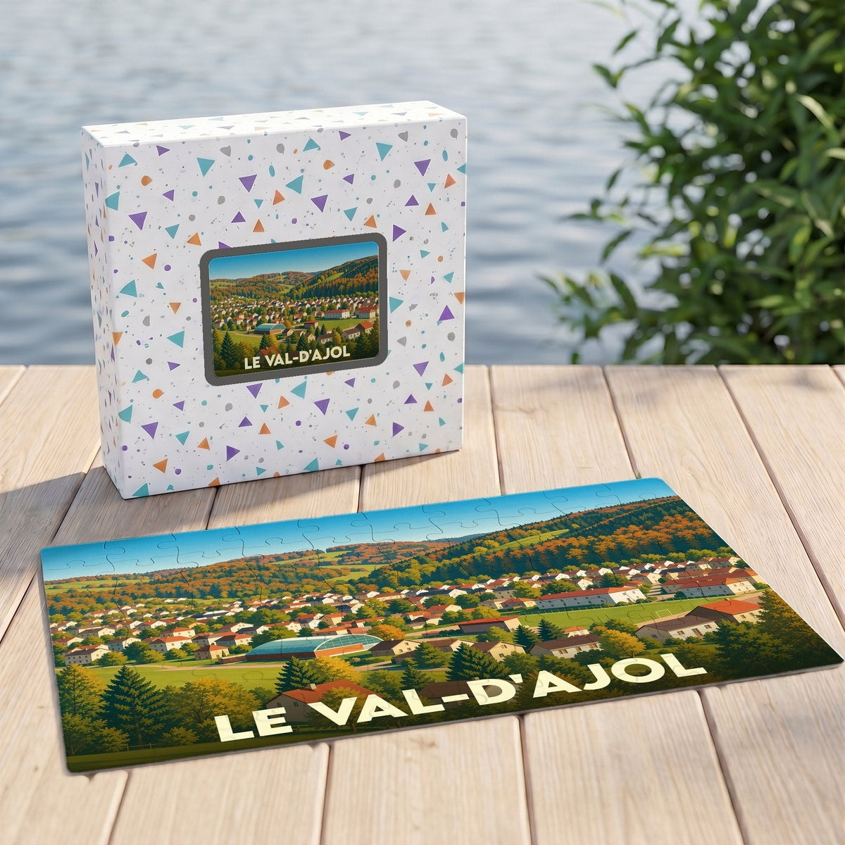 Puzzle souvenir de la ville de Le Val-d'Ajol avec une illustration panoramique de ses paysages.