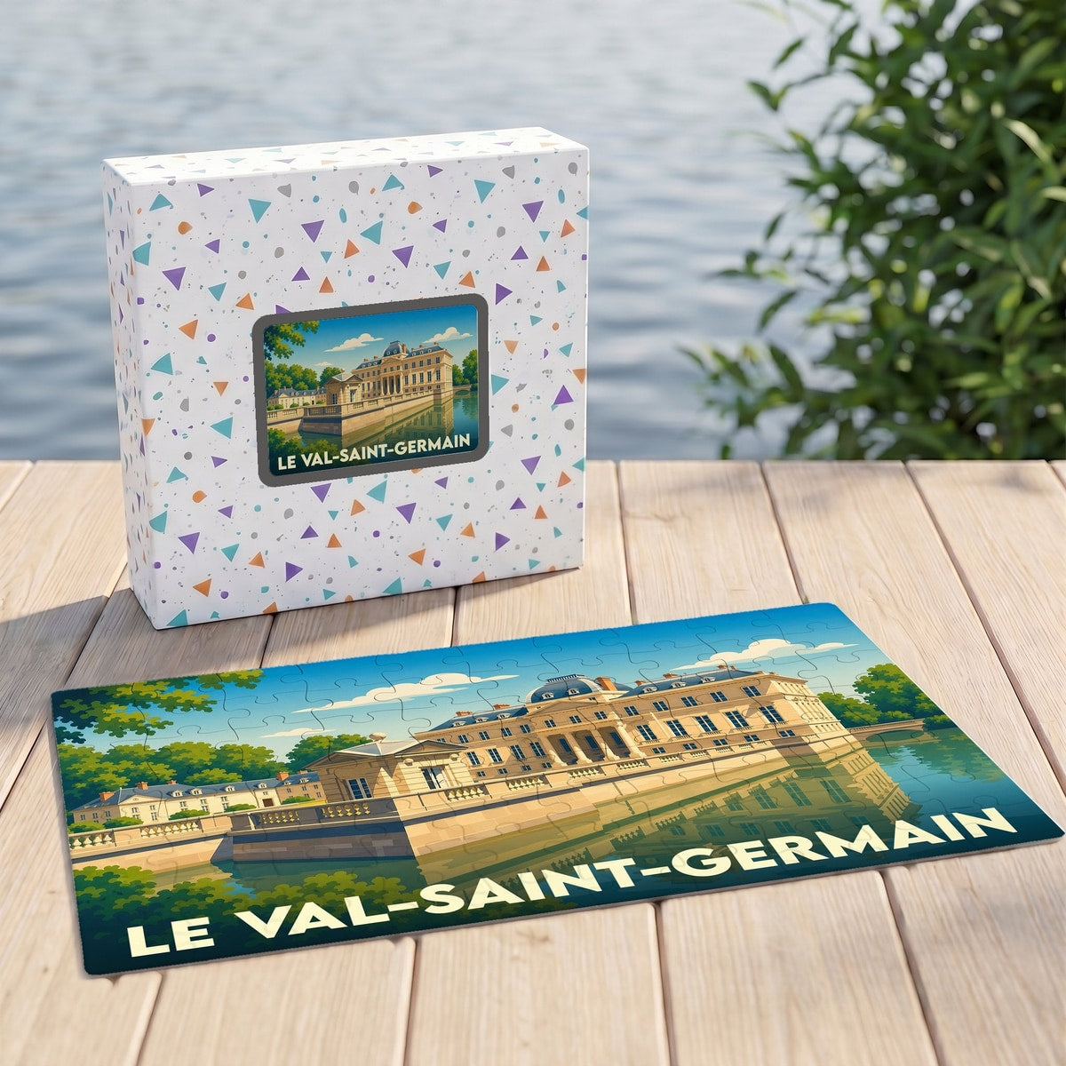 Puzzle souvenir de la ville de Le Val-Saint-Germain avec une illustration stylisée.