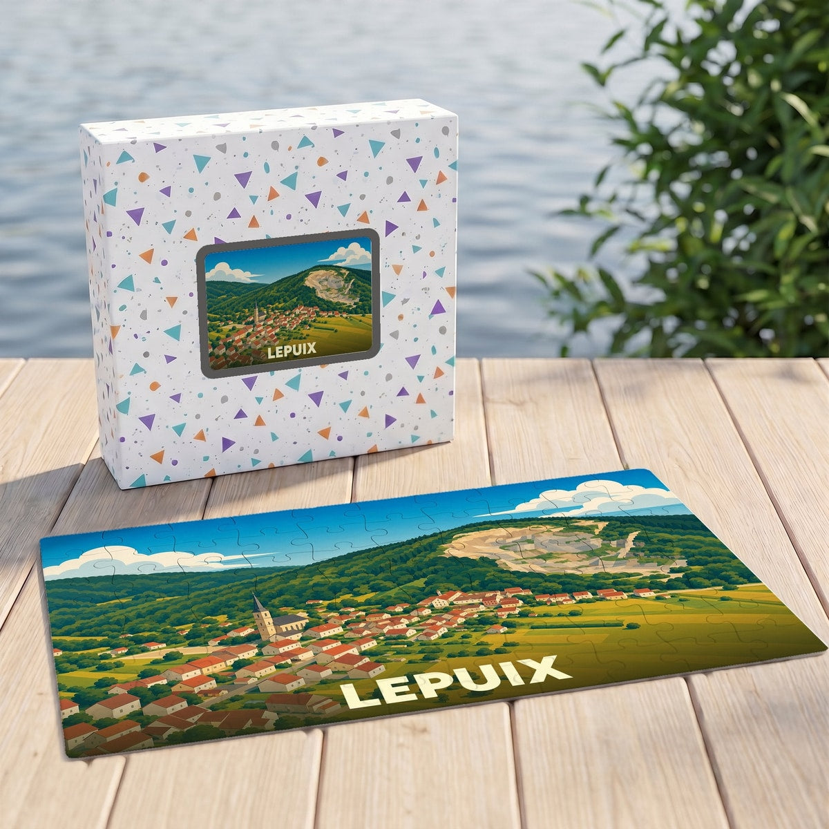 Puzzle souvenir de la ville de Lepuix avec une illustration stylisée de son paysage.