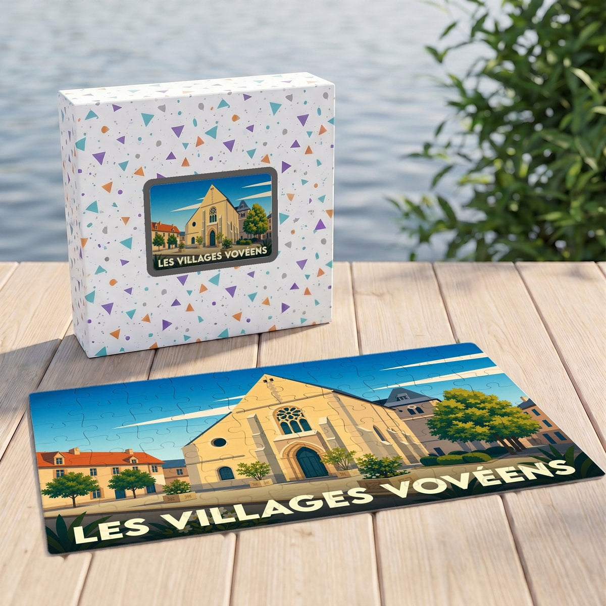Puzzle souvenir de la ville de Les Villages Vovéens avec une illustration stylisée.
