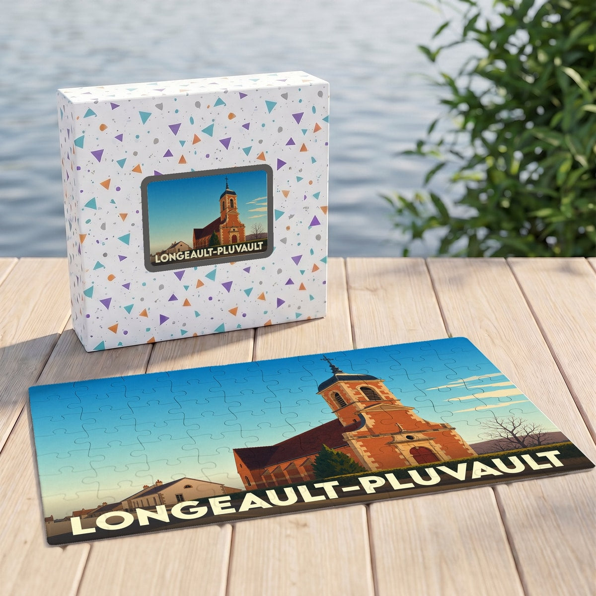 Puzzle souvenir de la commune de Longeault-Pluvault illustré par son église.