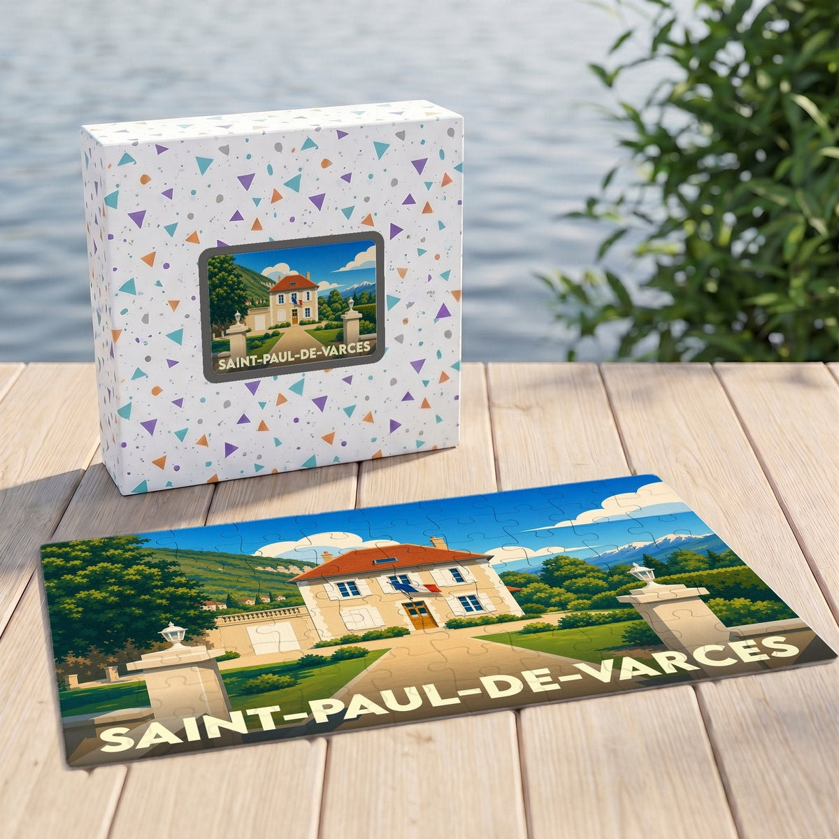 Puzzle souvenir de la ville de Saint-Paul-de-Varces avec une illustration stylisée.