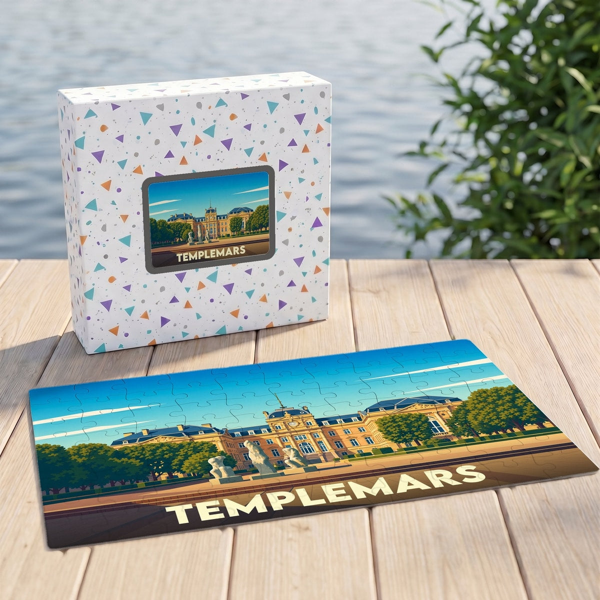 Puzzle souvenir de la ville de Templemars avec une illustration stylisée de son patrimoine.