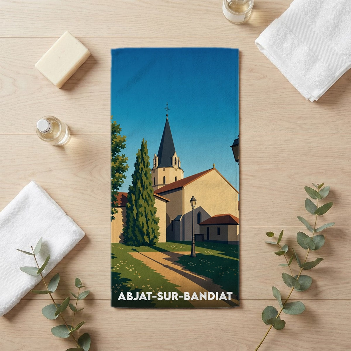 Serviette de bain 30 cm x 60 cm souvenir de Abjat-sur-Bandiat