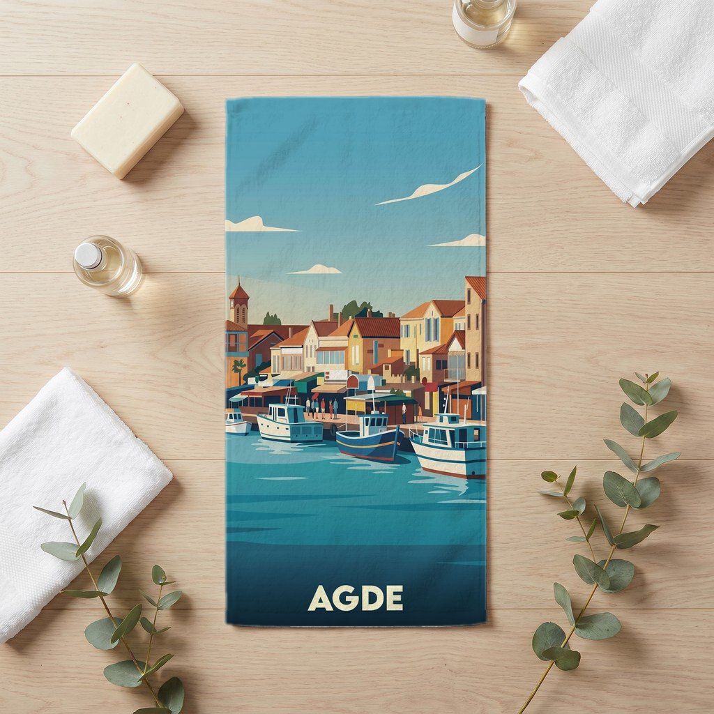 Serviette de bain 30 cm x 60 cm souvenir de Agde