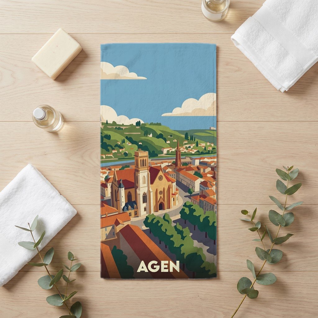 Serviette de bain 30 cm x 60 cm souvenir de Agen