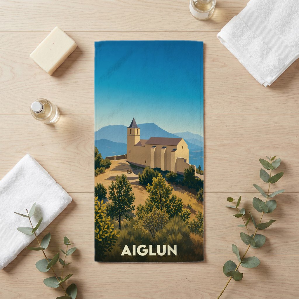 Serviette de bain 30 cm x 60 cm souvenir de Aiglun