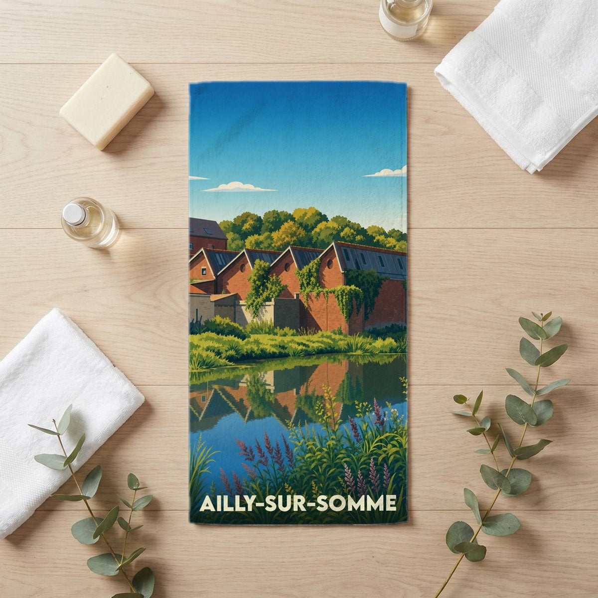 Serviette de bain 30 cm x 60 cm souvenir de Ailly-sur-Somme