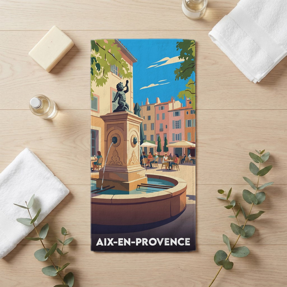 Serviette de bain 30 cm x 60 cm souvenir de Aix-en-Provence