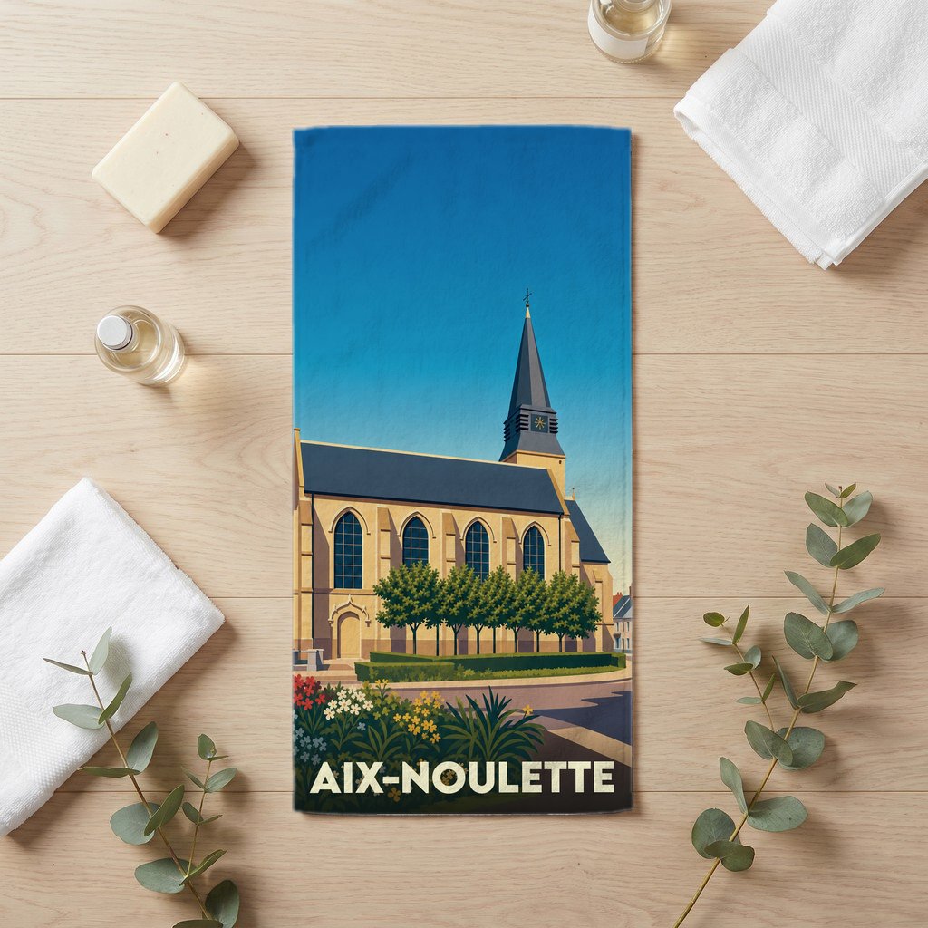 Serviette de bain 30 cm x 60 cm souvenir de Aix-Noulette