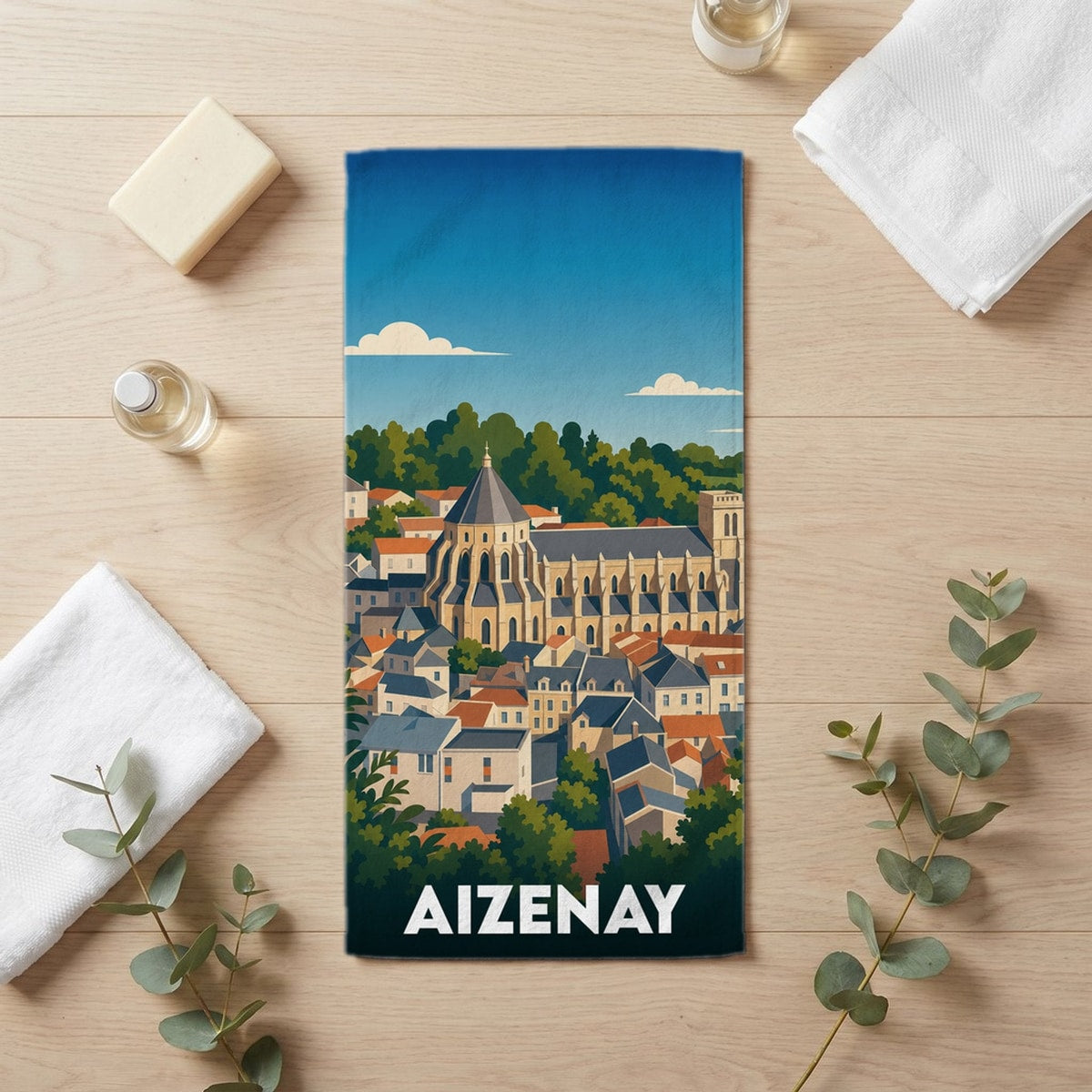 Serviette de bain 30 cm x 60 cm souvenir de Aizenay
