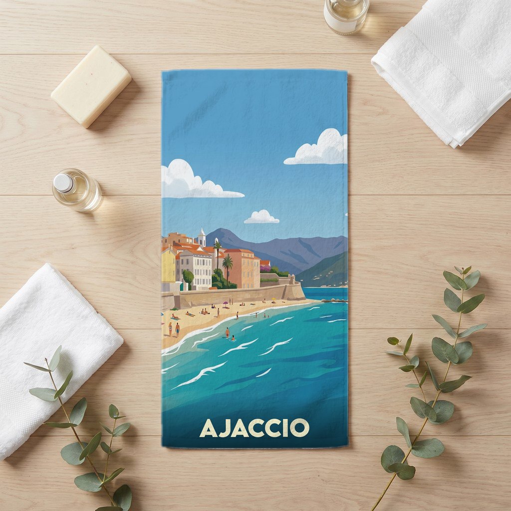 Serviette de bain 30 cm x 60 cm souvenir de Ajaccio