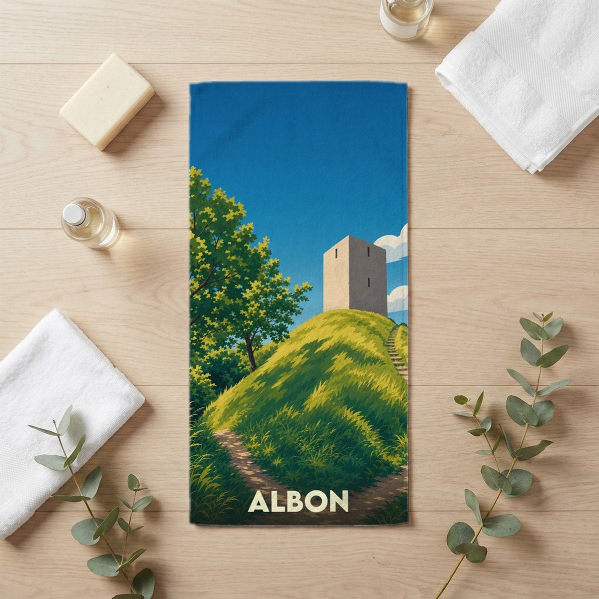 Serviette de bain 30 cm x 60 cm souvenir de Albon