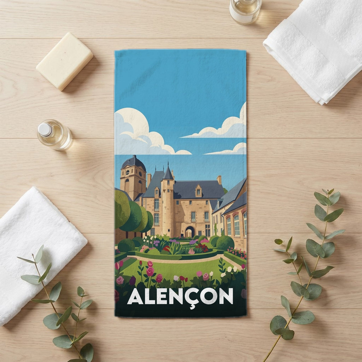 Serviette de bain 30 cm x 60 cm souvenir de Alençon