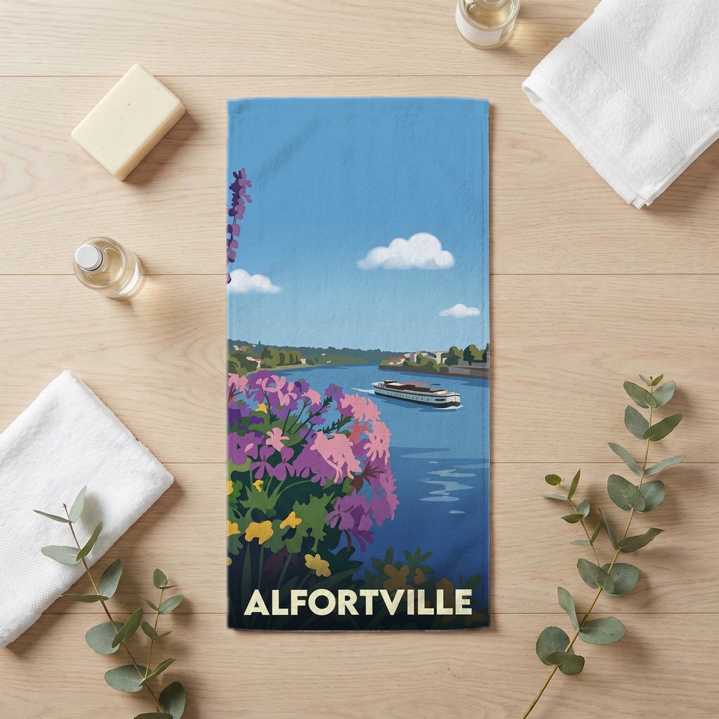 Serviette de bain 30 cm x 60 cm souvenir de Alfortville